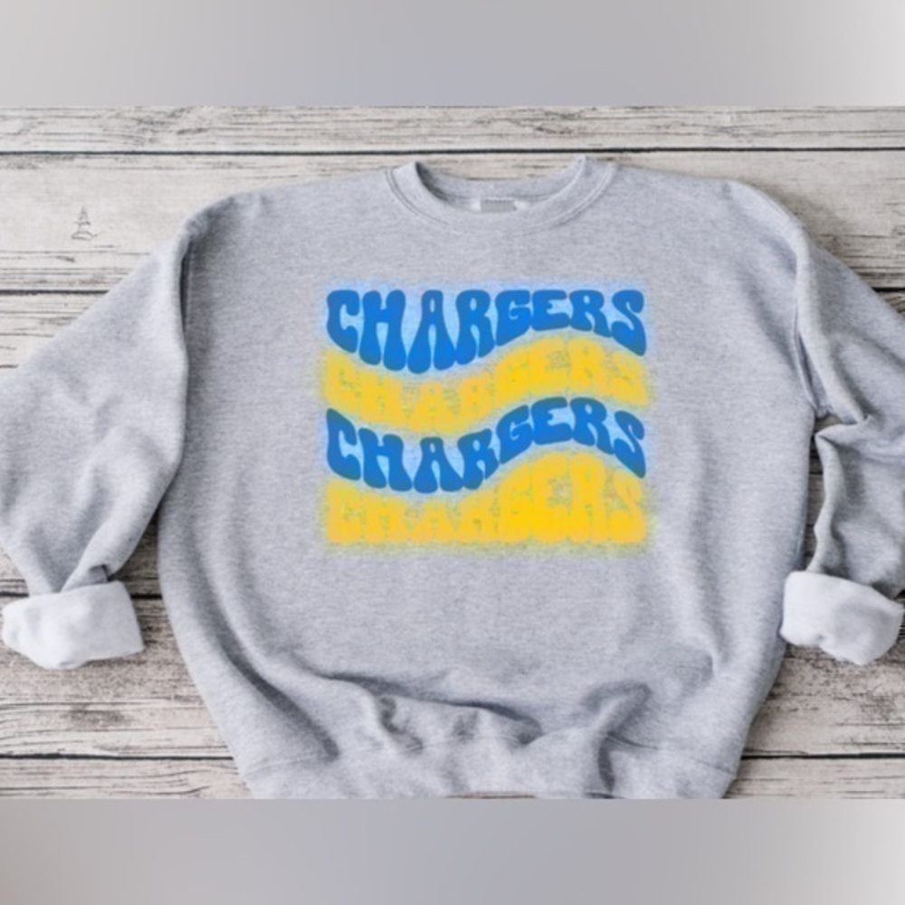 Chargers Wavy Crewneck - Gray